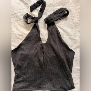 SO Black Ribbed Halter Top